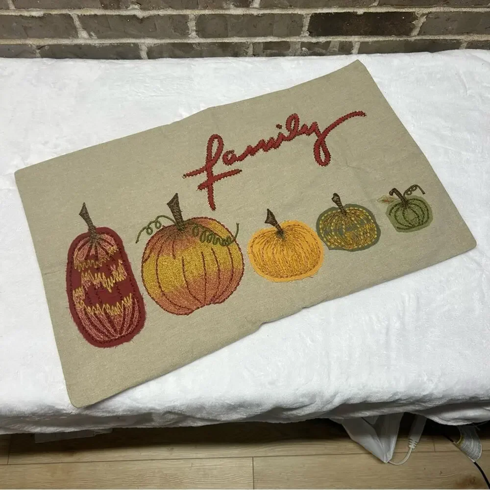 Pottery Barn Family Pumpkin Autumn Fall Lumbar Pillow Cover 16 x 26 NEW